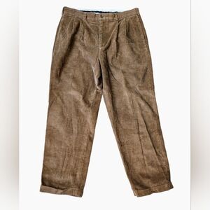Vintage Brooks Brothers Elliot Pants Men's 36x32 Corduroy Brown Pleated Cuffed